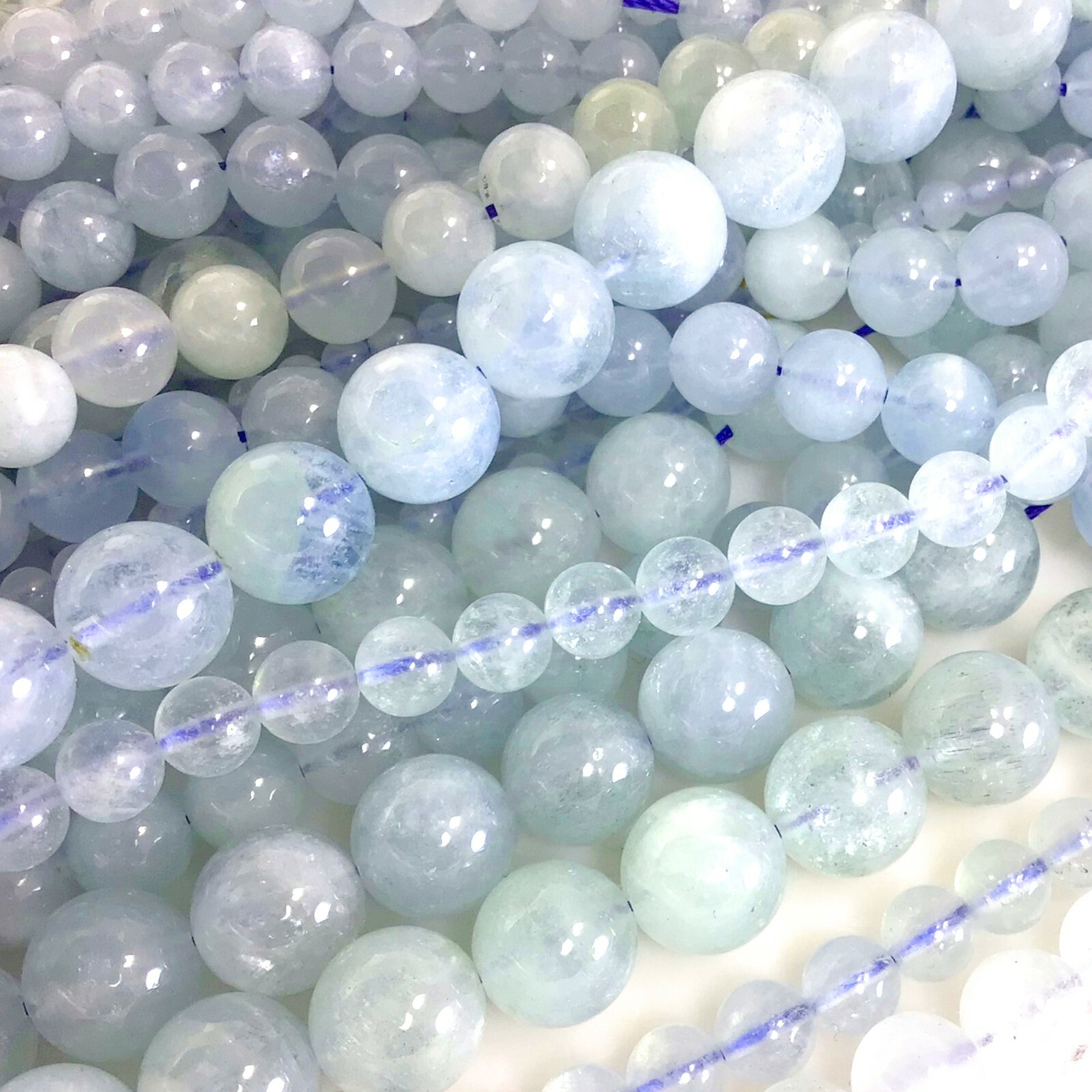 High Quality Natural Aquamarine Round Loose Beads 15″ strand 4mm 6mm 8mm 10 12mm