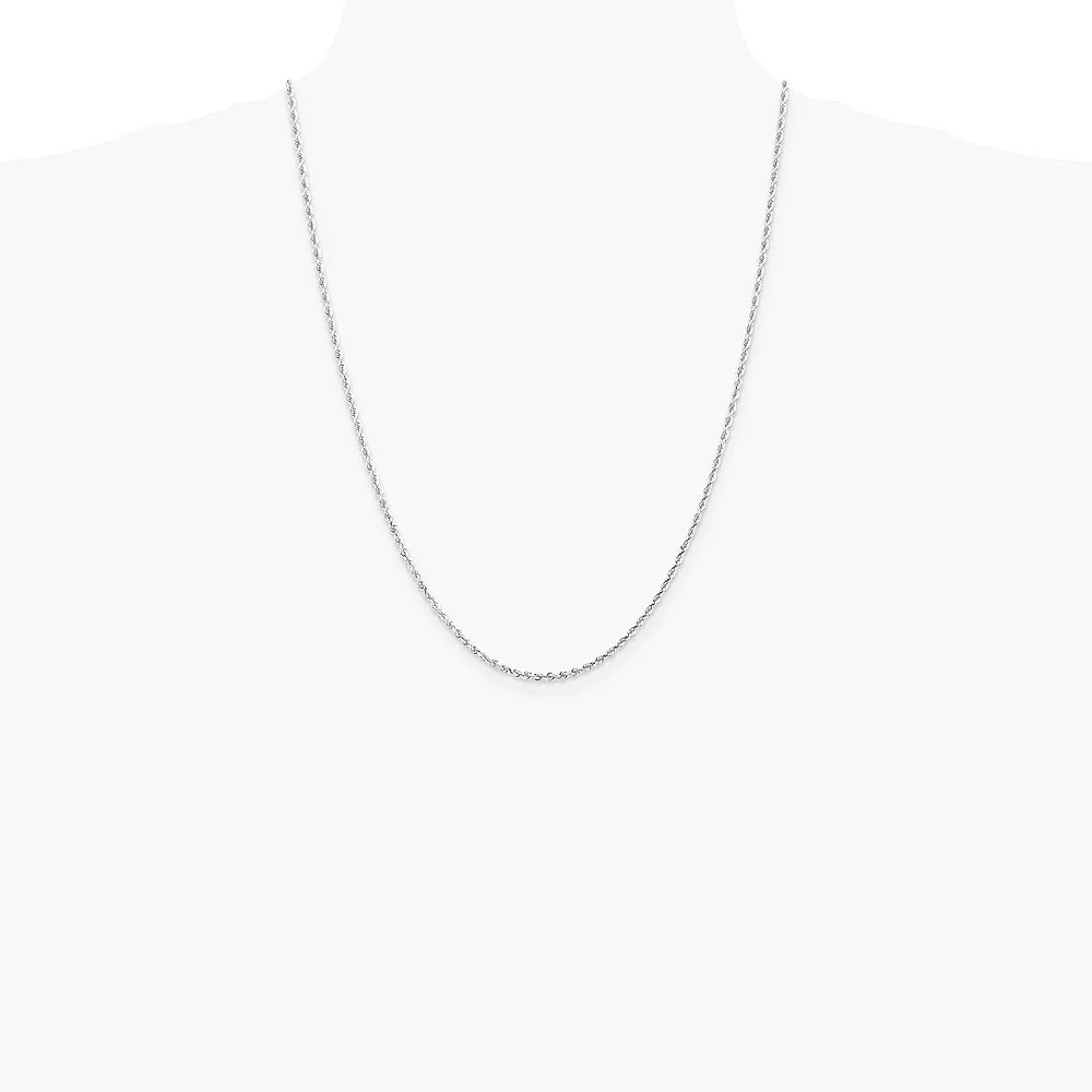 10K White Gold 2.25mm Diamond-Cut Quadruple Rope Chain Necklace 16″-30″