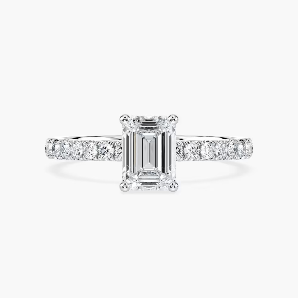 Emerald Cut Lab Diamond Solitaire Engagement Ring IGI Certified Diamond 10K Gold