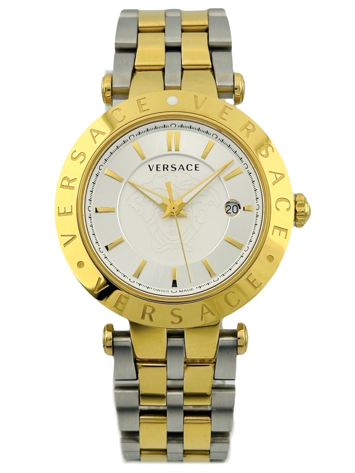 Versace VQP080015 V-Race 42mm Two-Tone Bicolour IP 2N + Silver Bracelet Watch