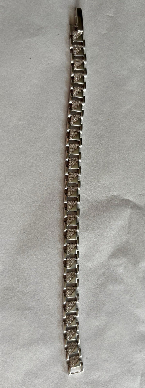 Mens Boys Stainless Steel/Titanium Bracelet With Faux Diamonds 925