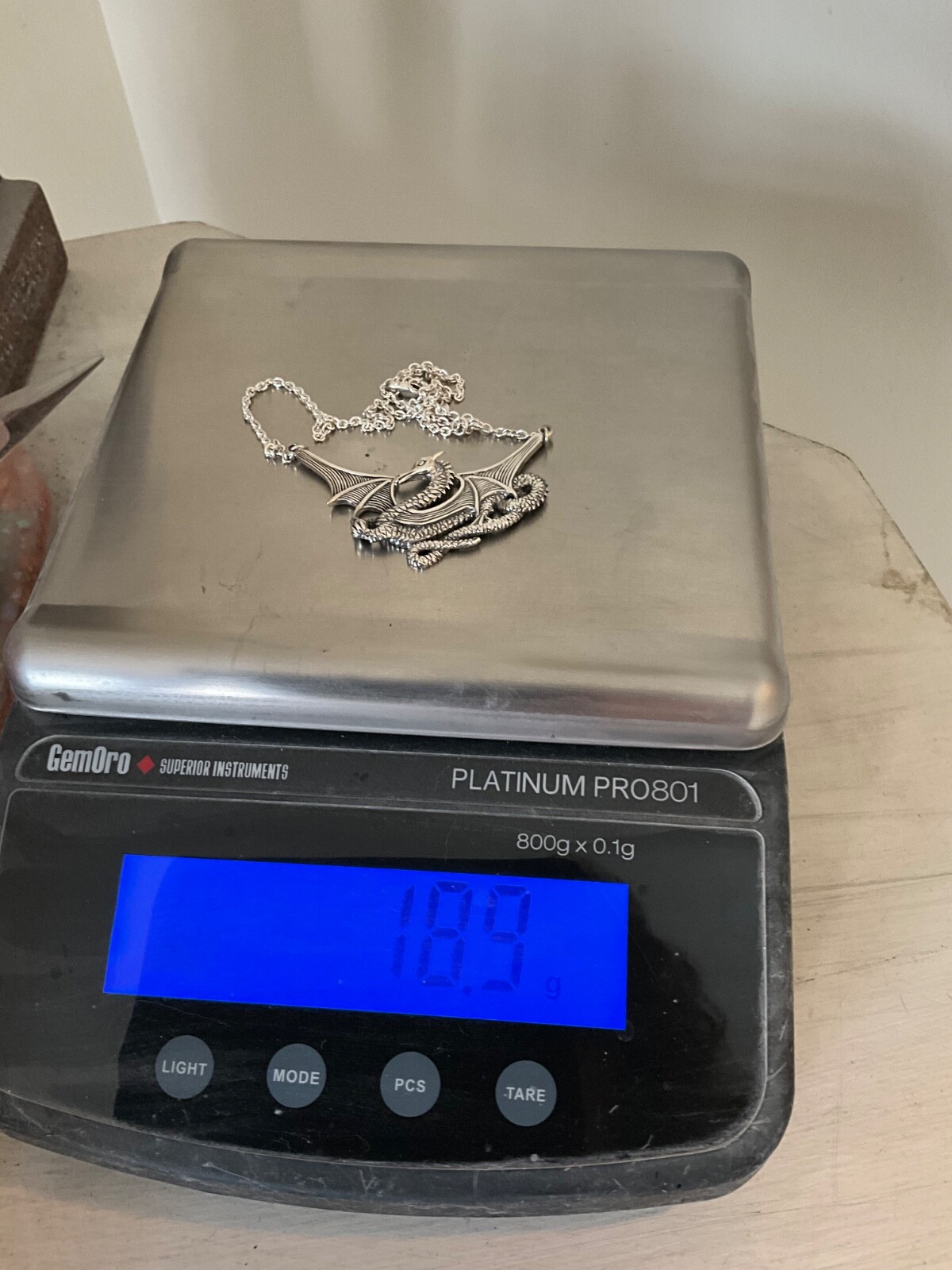 Huge Sterling Silver Dragon Necklace Peter Stone