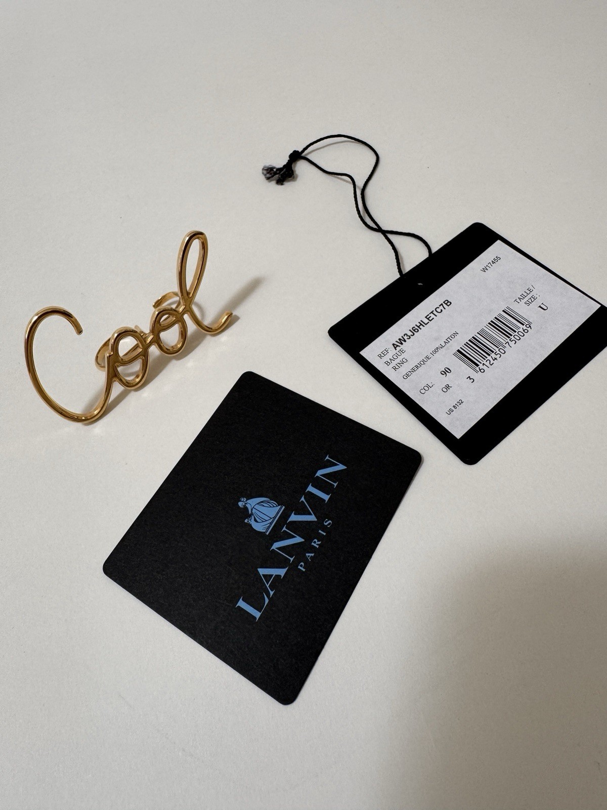 Lanvin Paris Gold Metal ‘COOL’ ring