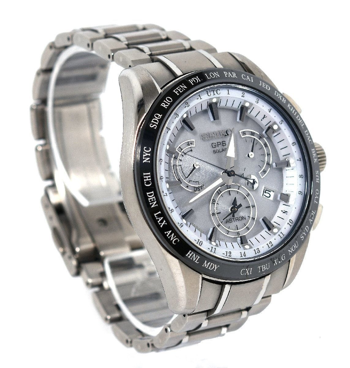 SEIKO Astron SBXB047 8X53-0AB0-2 Solar Radio Titanium Men Watch White Analog GPS