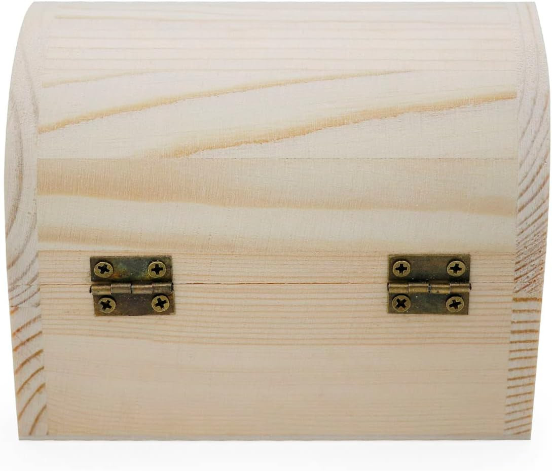 Plain Unfinished Wood Box, Unpainted Wooden Jewelry Box DIY Craft Storage Treasu