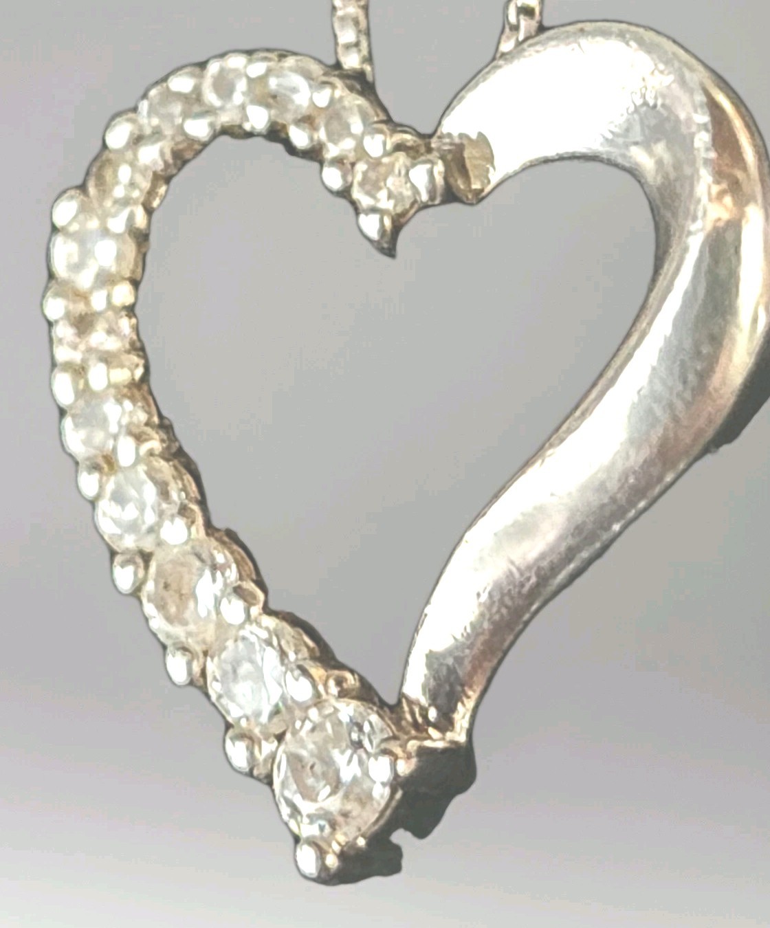 Graduated Diamond 💎Heart Shaped Necklace 925 Signed ACI Sterling Silver ITALY