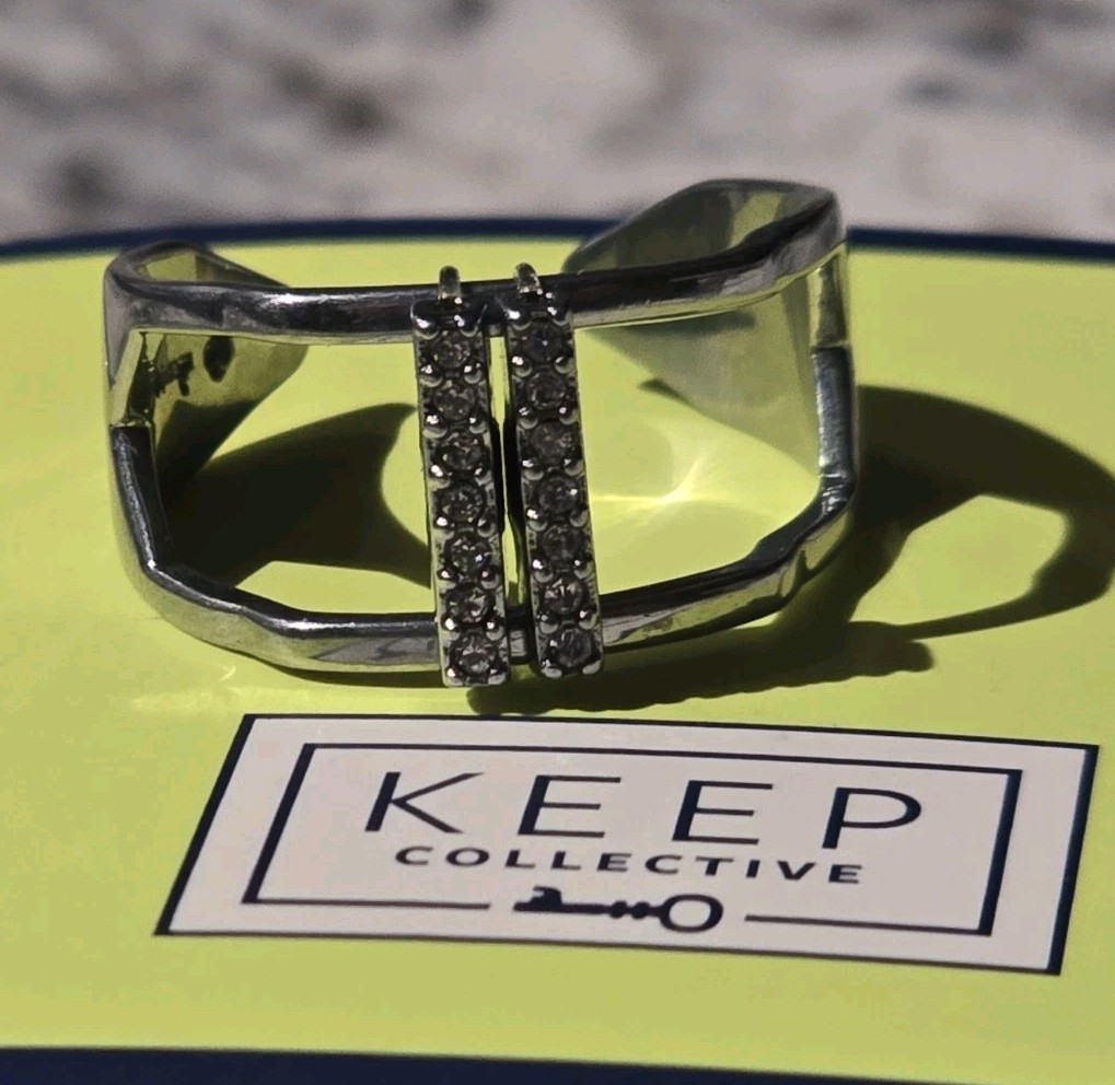 KEEP Collective SILVER RING Size M/L 7-9 Adjustable Charm Key Keeper NEW
