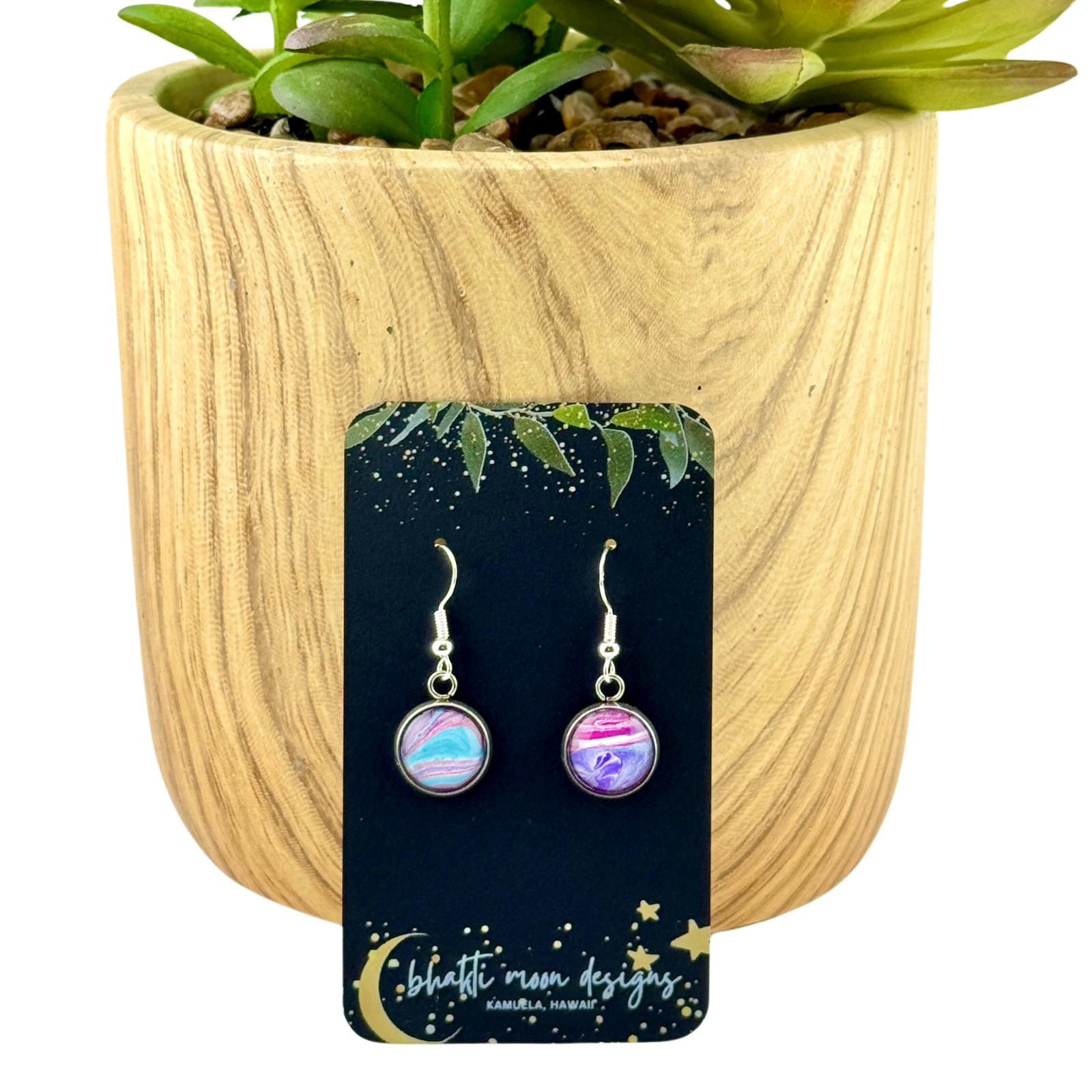 Dangle Earrings Handmade “Slurpy Dots” Electroplated Sterling Silver Earwires