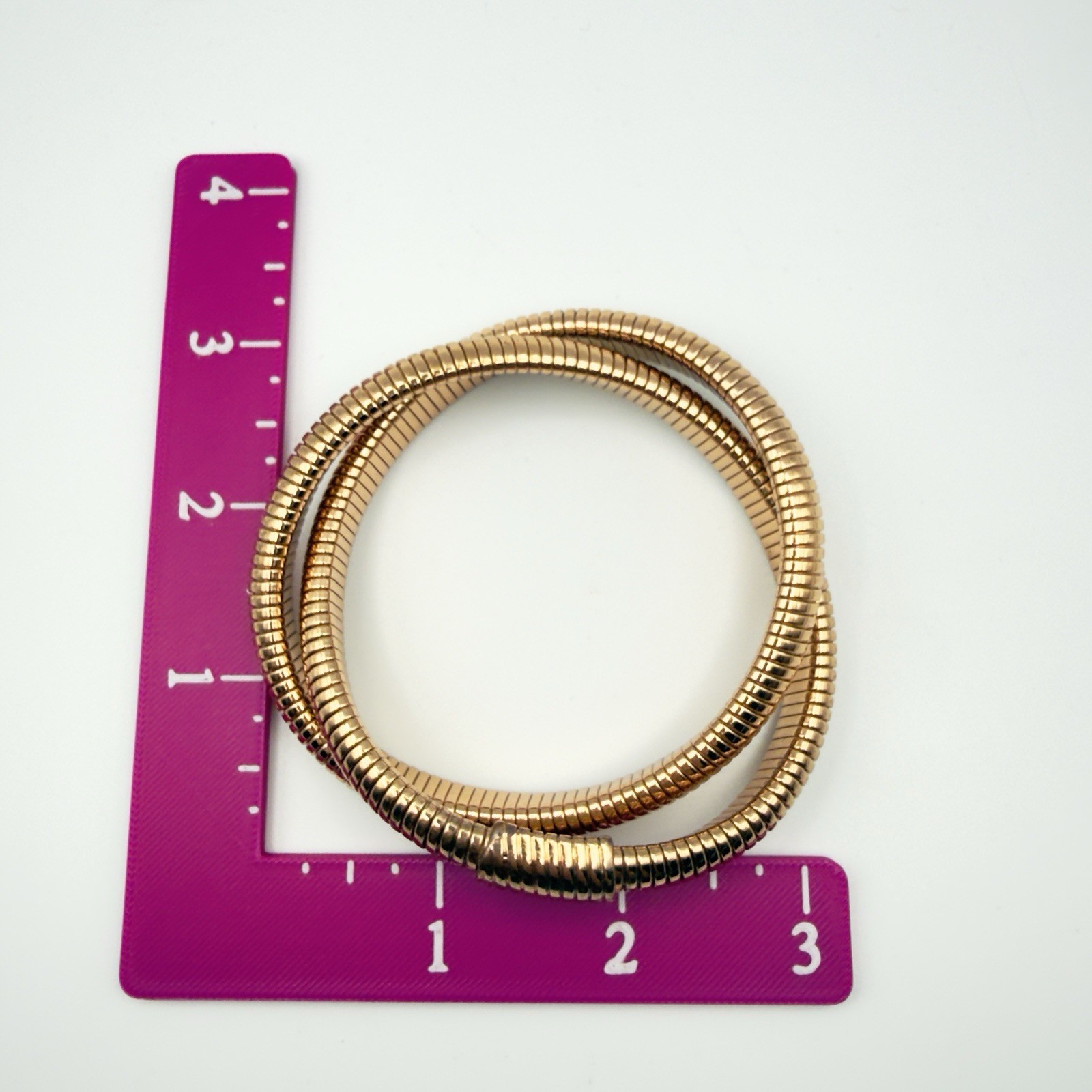 Gold Tone Gaspipe Tubogas Double Wrap Crossover Flexible Bangle Bracelet 7-7.5″