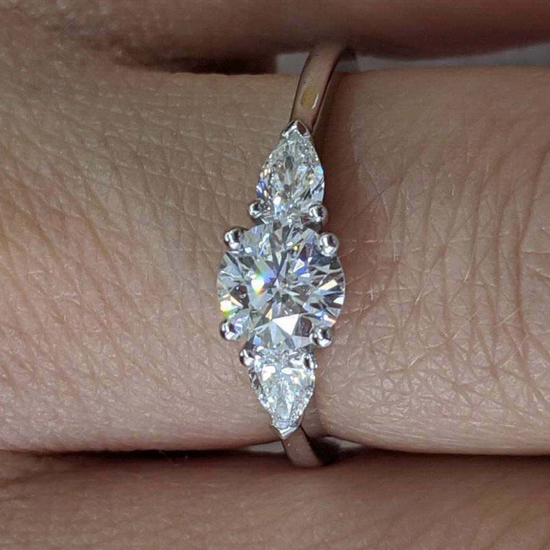 Bridal Set Moissanite Engagement Ring 2.50 TCW Oval Cut Solid 14K Yellow Gold