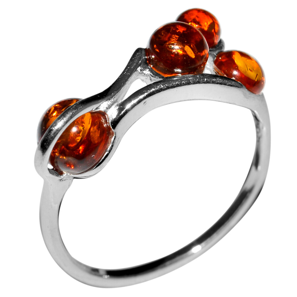2.33g Authentic Baltic Amber 925 Sterling Silver Ring Jewelry N-A7394 s.7.5