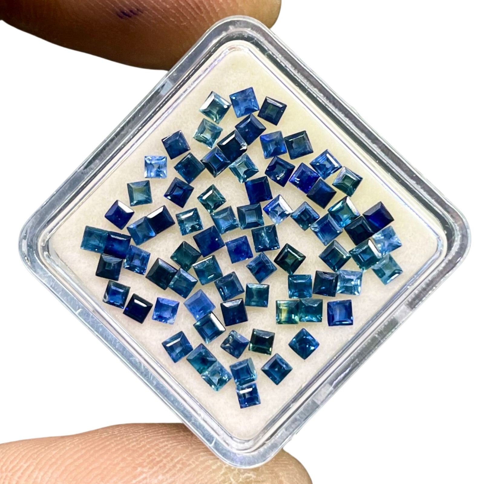 50 Pcs Natural Blue Sapphire 1.7mm Square Cut Loose Gemstones Lot Sri Lanka