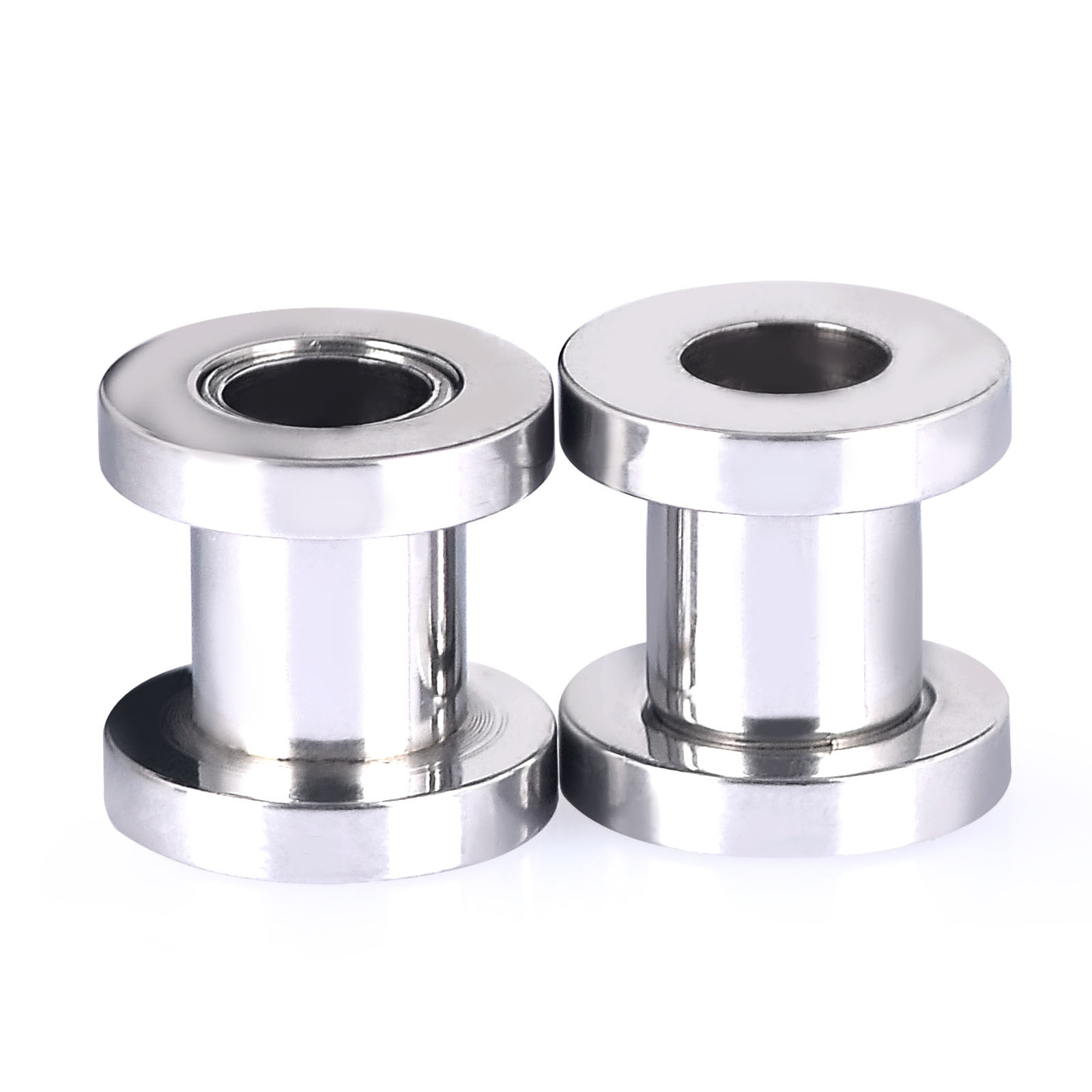 1 PAIR Stainless Steel Ear Gauges Screw Fit Ear Tunnels Plugs Earrings 12g-3/4″