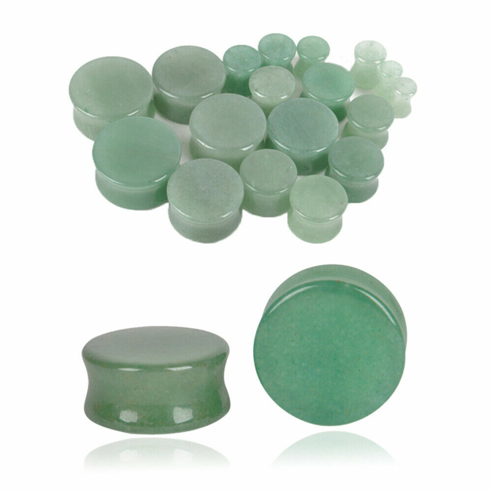 PAIR Organic Stone Ear Flesh Tunnels Plugs Ear Gauges Saddle Double Flare Gauge