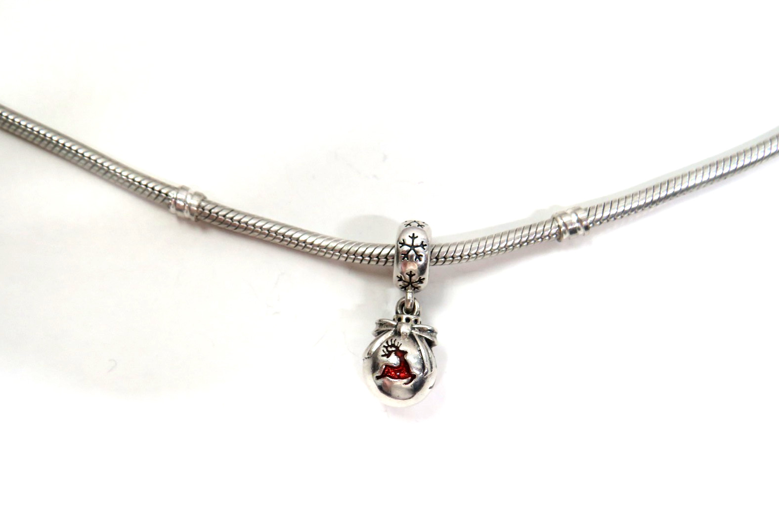 Pandora Prancing Reindeer Pendant Charm #791768EN07 Christmas Balls Ornament