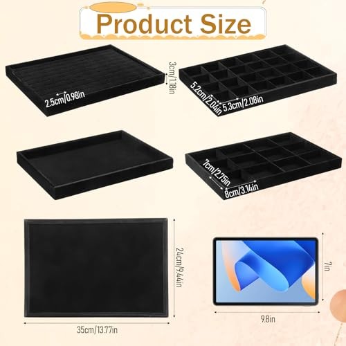 4 Pack Jewelry Tray, Stackable Velvet Jewelry Organizer Tray Jewelry-Tray