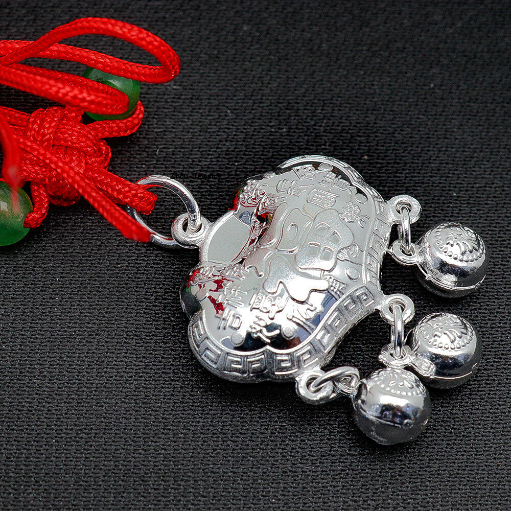 Pure S999 Sterling Silver Pendant Women Fu Ruyi Tassels Pendant 5-6g 35*26mm