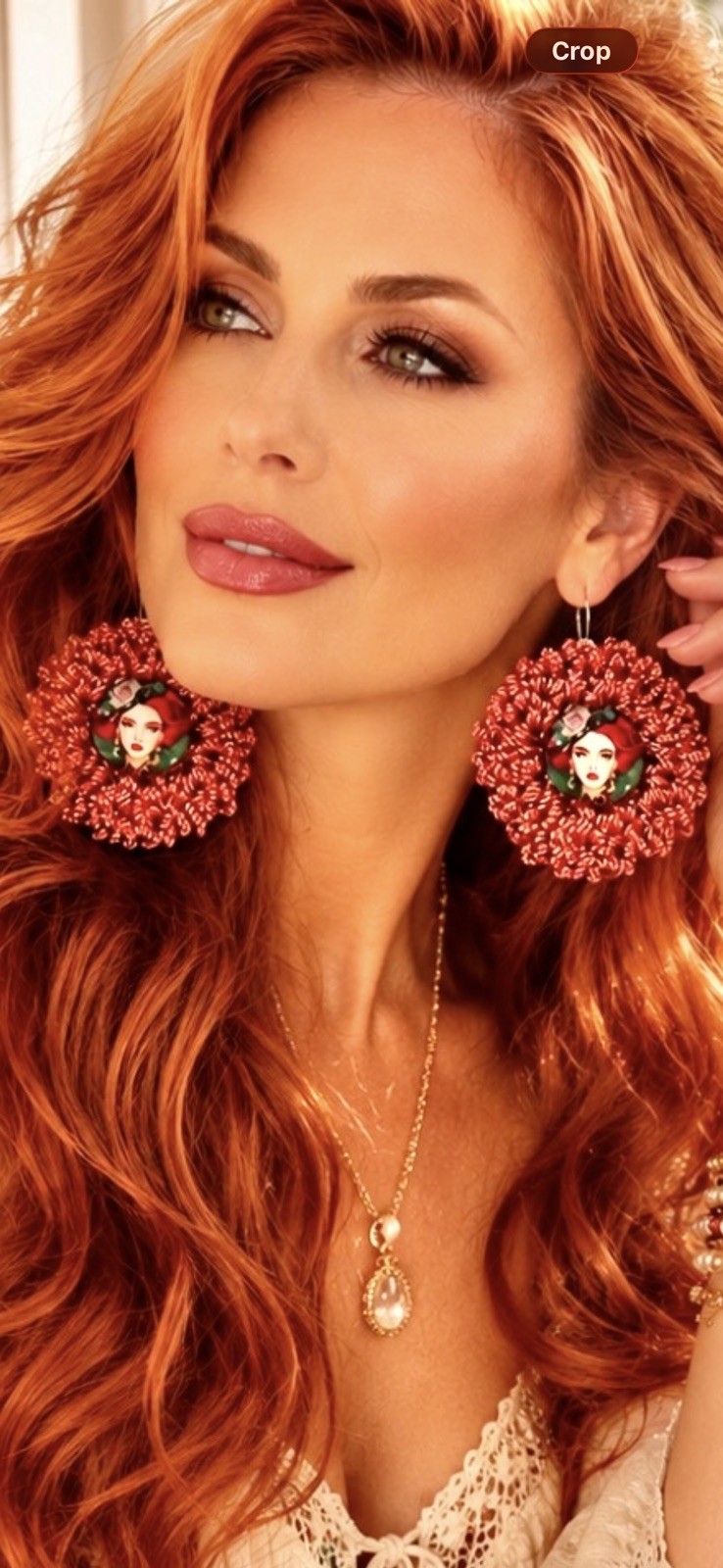 Earrings Crochet Cabochon Boho Woman Designer Fashion “ Hand Knits 2 Love” Hip