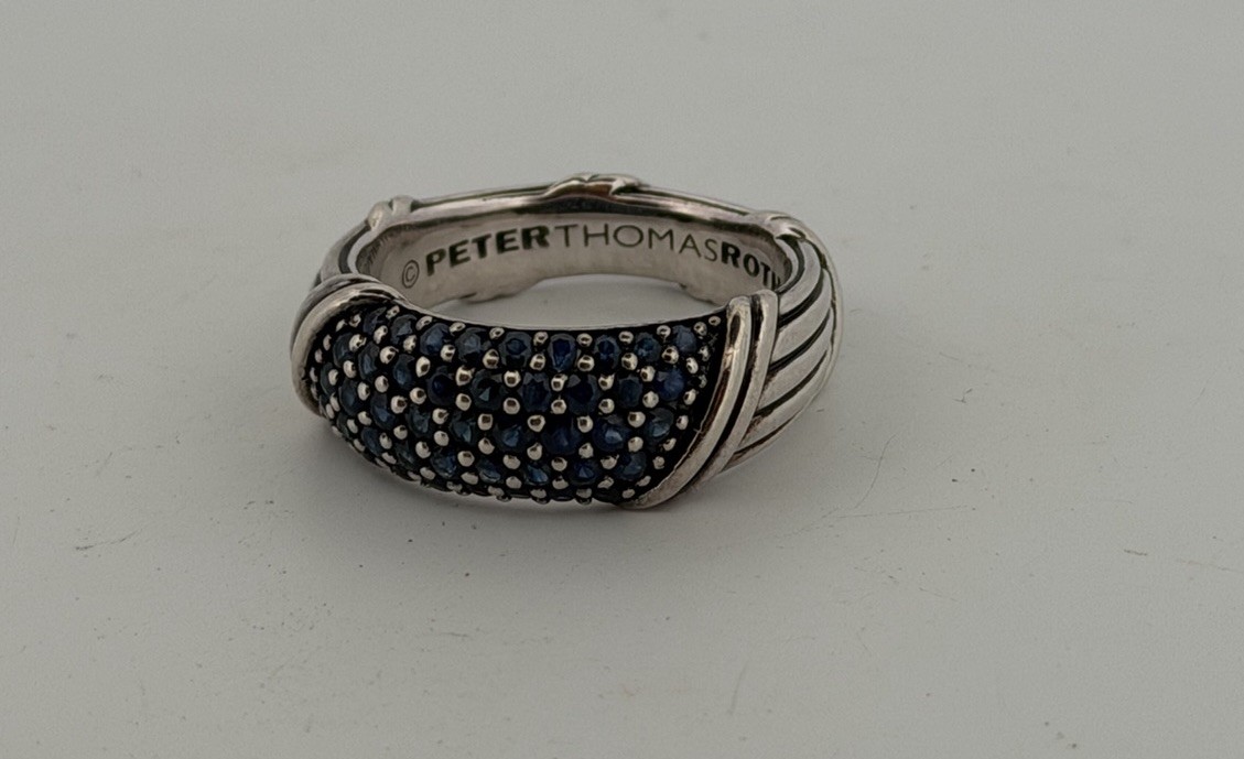 Peter Thomas Roth Signature Classic Band Ring blue sapphires sterling silver 10