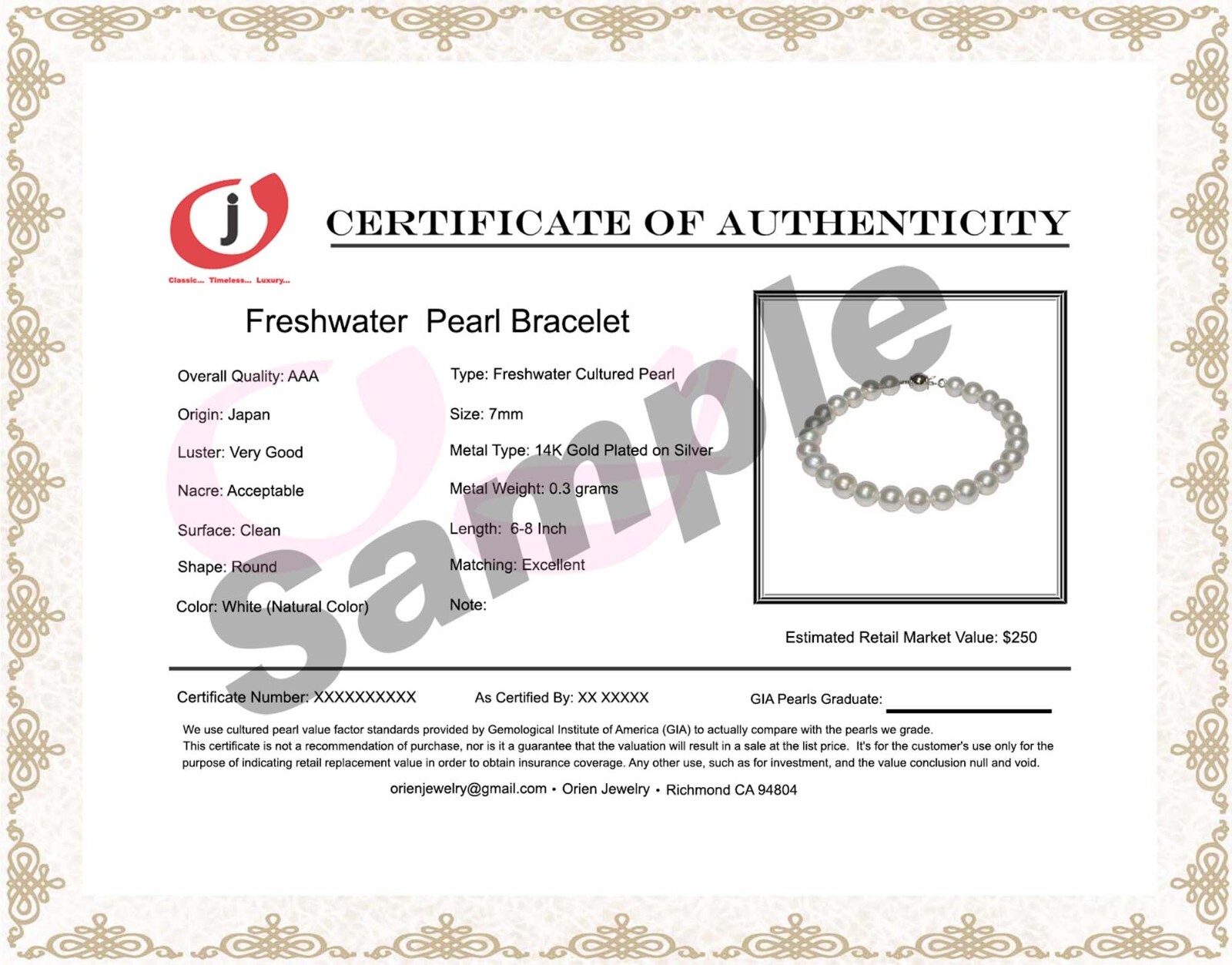 6-9mm AAA White Pearl Bracelet 6-8 Inch White Freshwater Pearl Bracelet