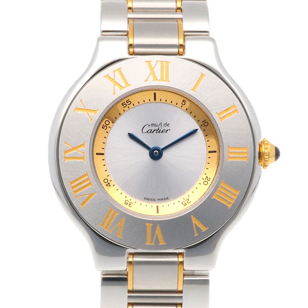 CARTIER Must21 Watches 1330 Stainless SteelGold Plated used