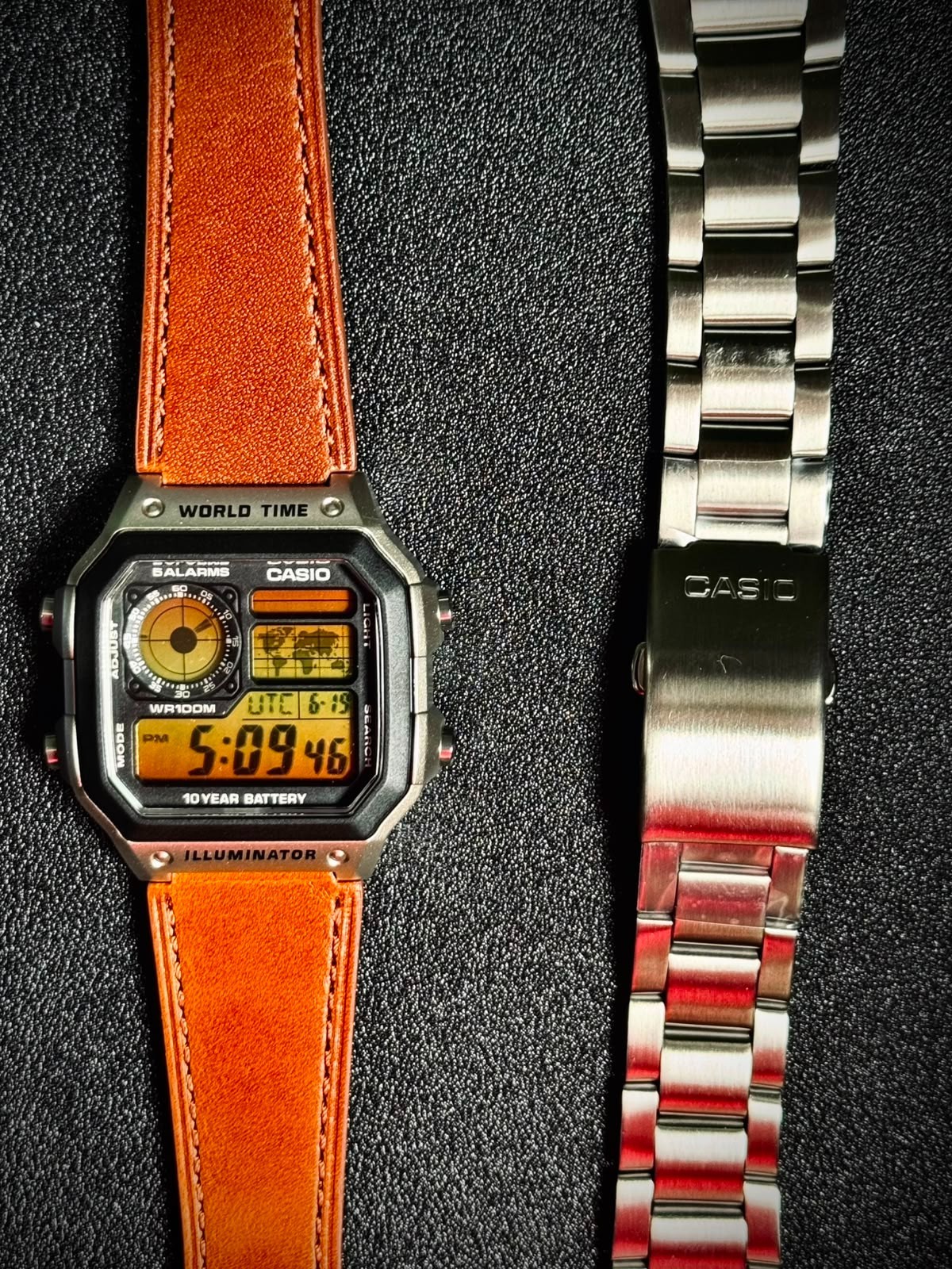 Casio AE-1200WH Royale Mod Custom Leather Strap Yellow/Orange Gradient Filter