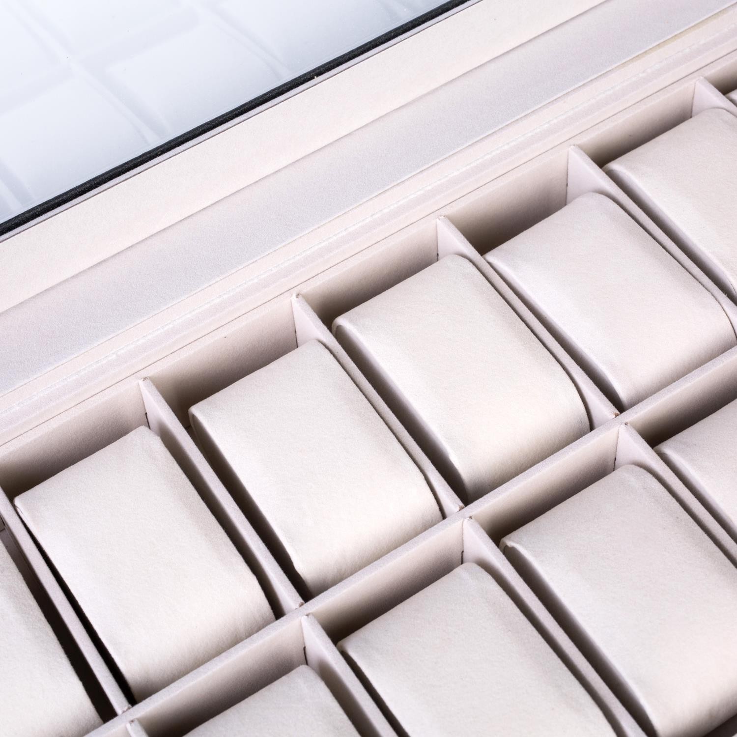 24 Slot Grids Leather Watch Box Display Case Organizer Glass Top Gift