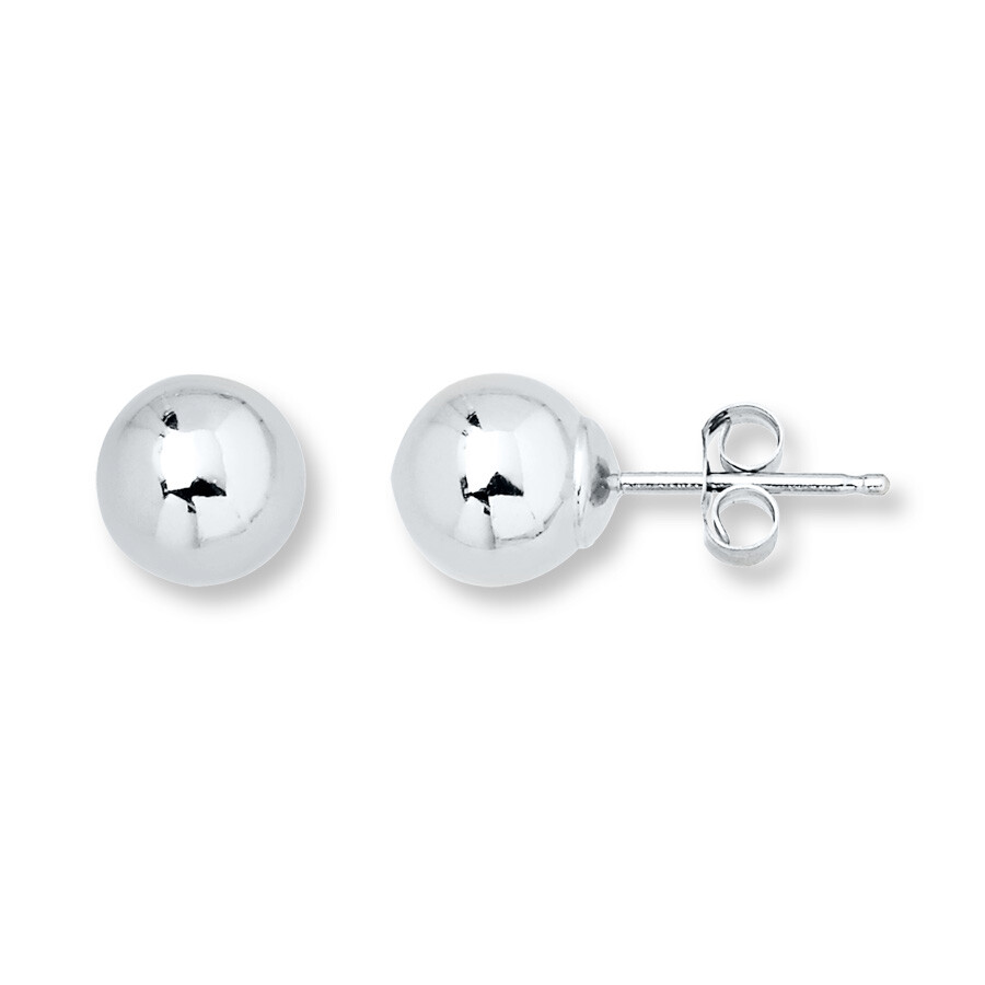 14K White Gold Ball Stud Earrings – Genuine Gold – 3mm,4mm,5mm,6mm,7mm,8mm