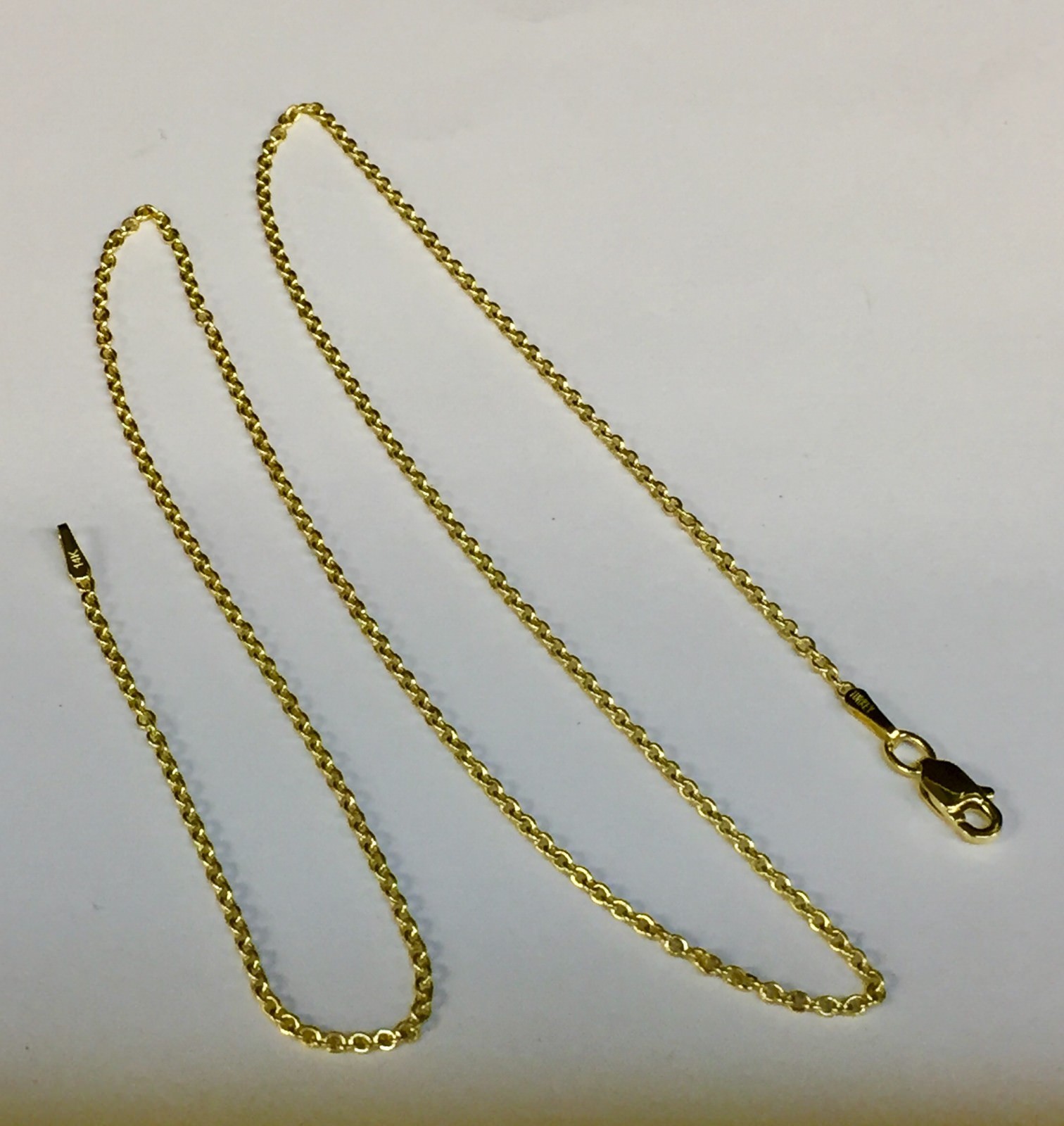 14k Yellow Gold Cable Link Pendant Chain/Necklace 20″ 1.5 mm 1.6 grams RCAB40