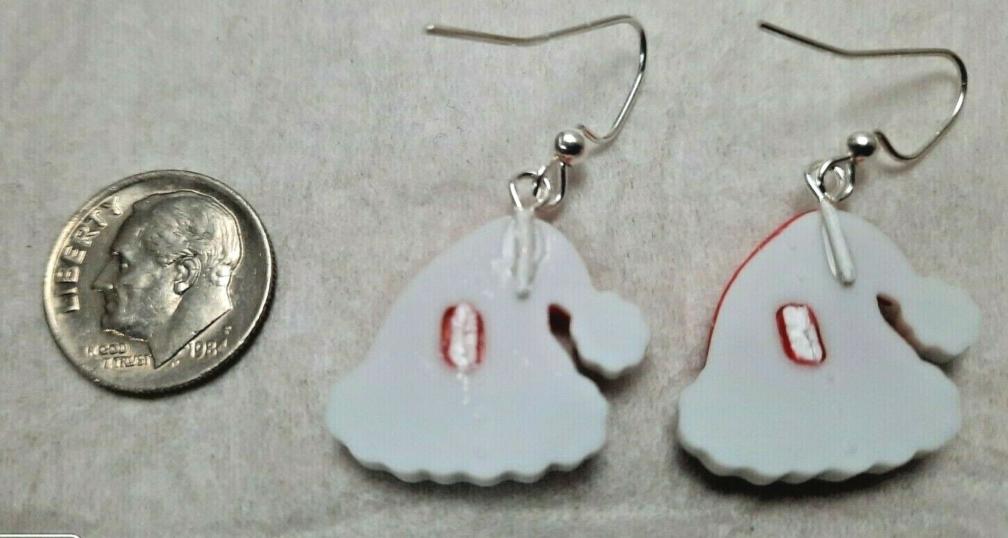 Santas Hat Earrings Nickel Free Silver Hooks. Ear Decorations By Robyn