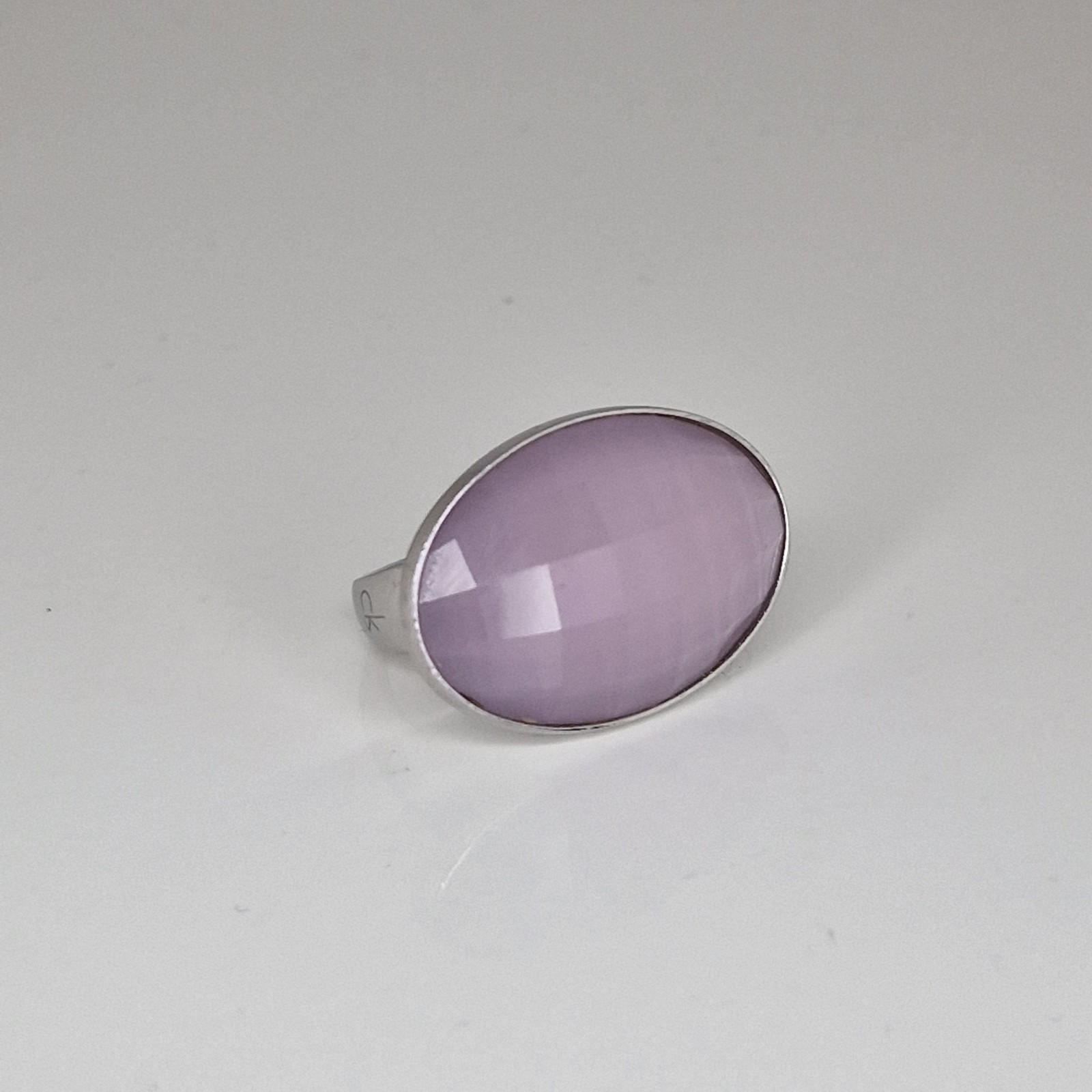 Calvin Klein Continuity Two Tone Size P 1/2 Pink Faceted Oval Silver Tone CK