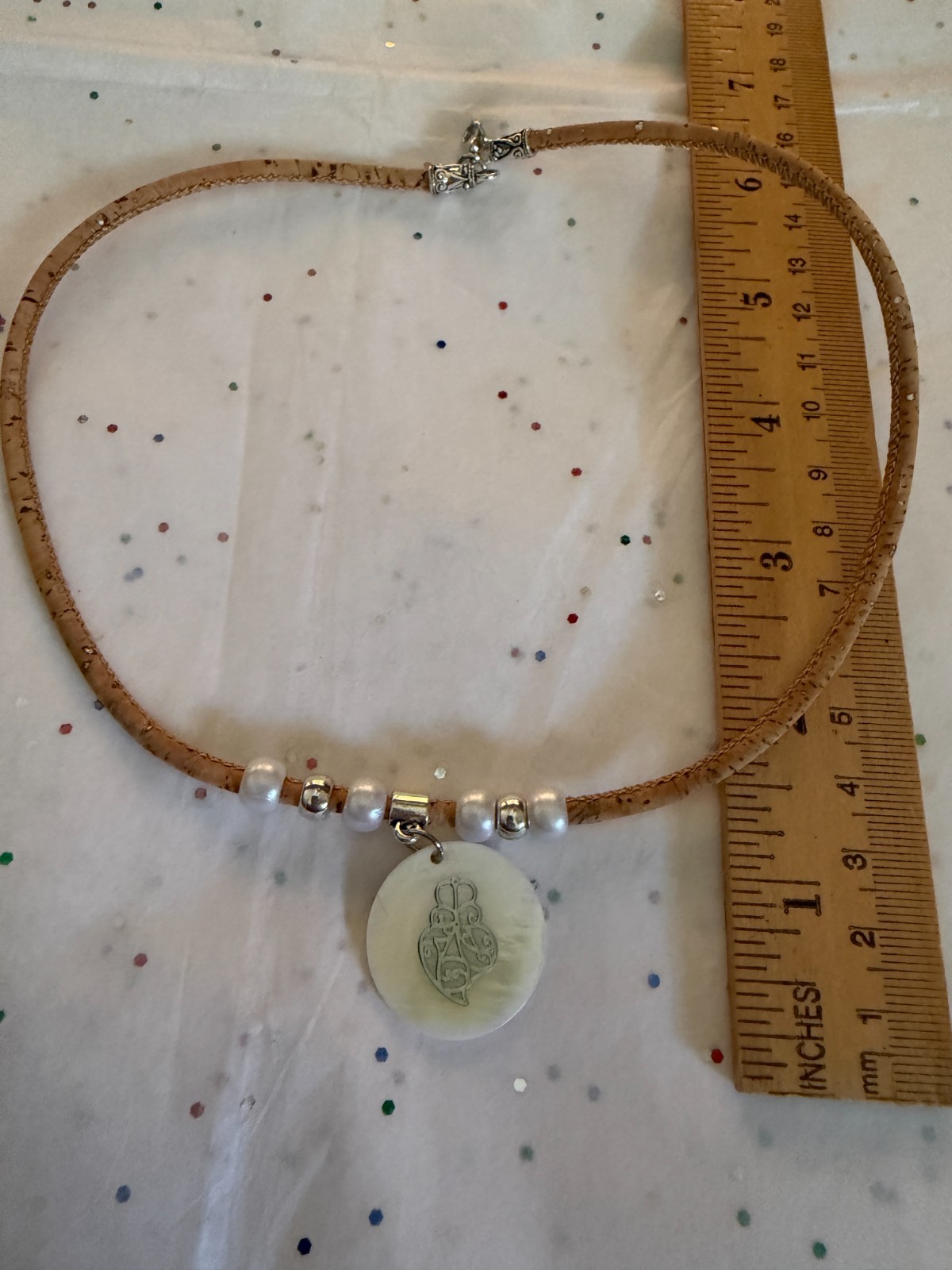 Heart of Viana Shell Pendant on Portuguese Cork Necklace 16 Inches Portugal