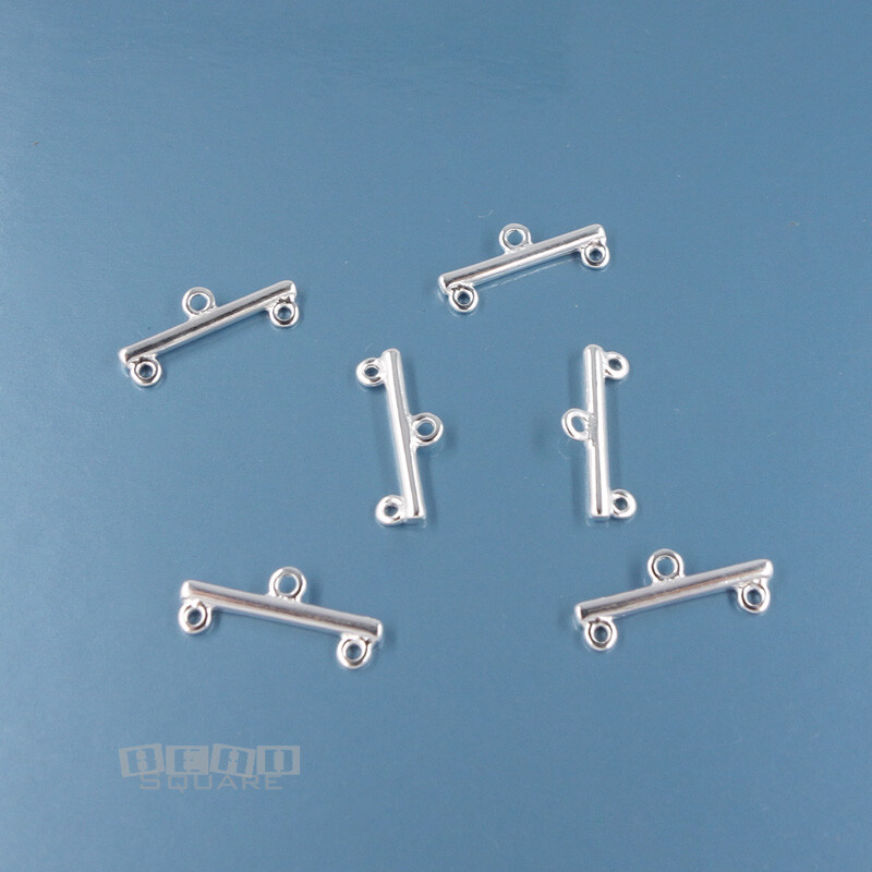 6 Solid Sterling Silver Multi 2-Strand End Bar Connectors 4.5mm x 10.9mm #44340