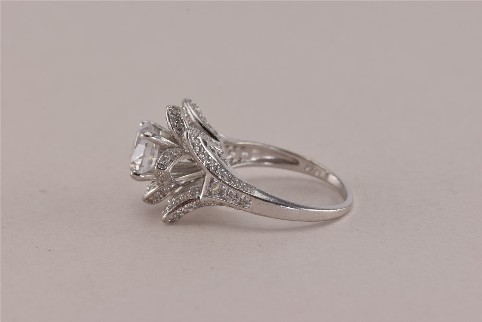 Fuzion Creation Sterling Silver Cubic Zirconia Statement Band Ring 925 Sz: 8
