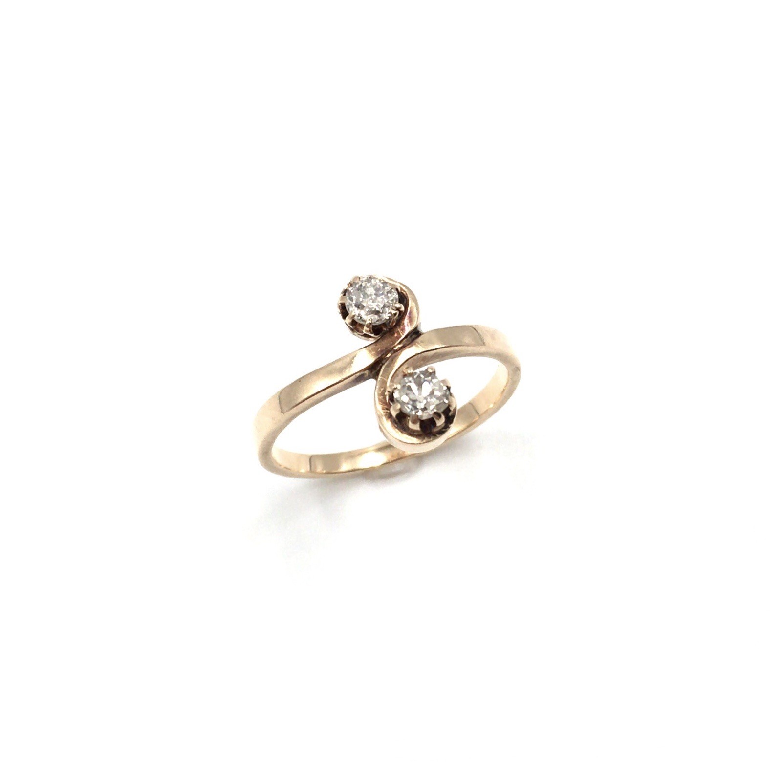 Art Nouveau 14kt yellow gold ring old cut diamonds 585 gold antique jewelry RG 56