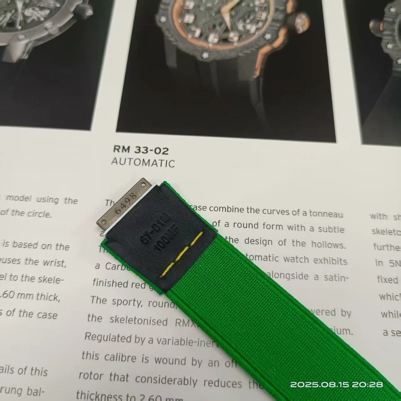 Replacement Green Elastic Watch Strap Fits Richard Mille RM67 01 02 S M Sizes