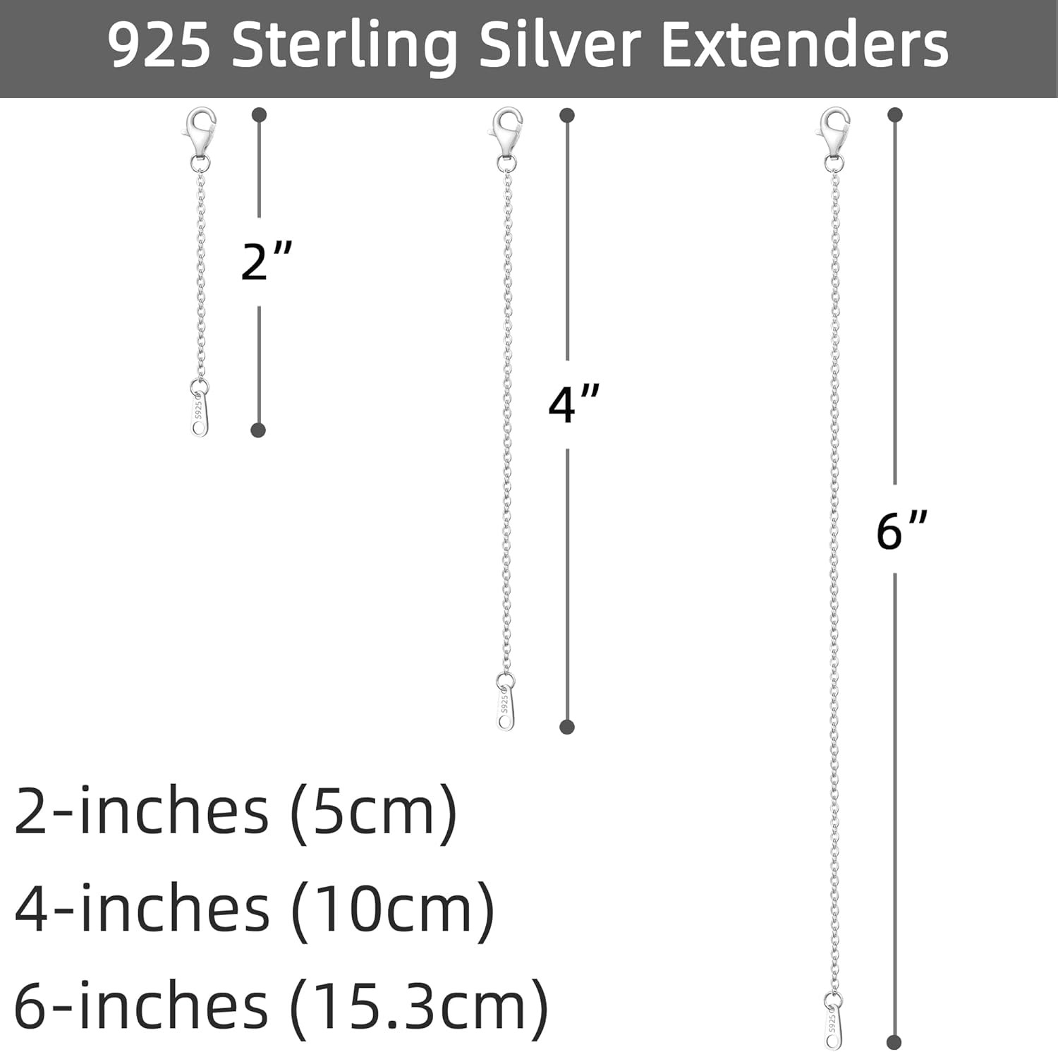 VANBARIS Sterling Silver Necklace Extenders for Women Silver Chain Extension Bra