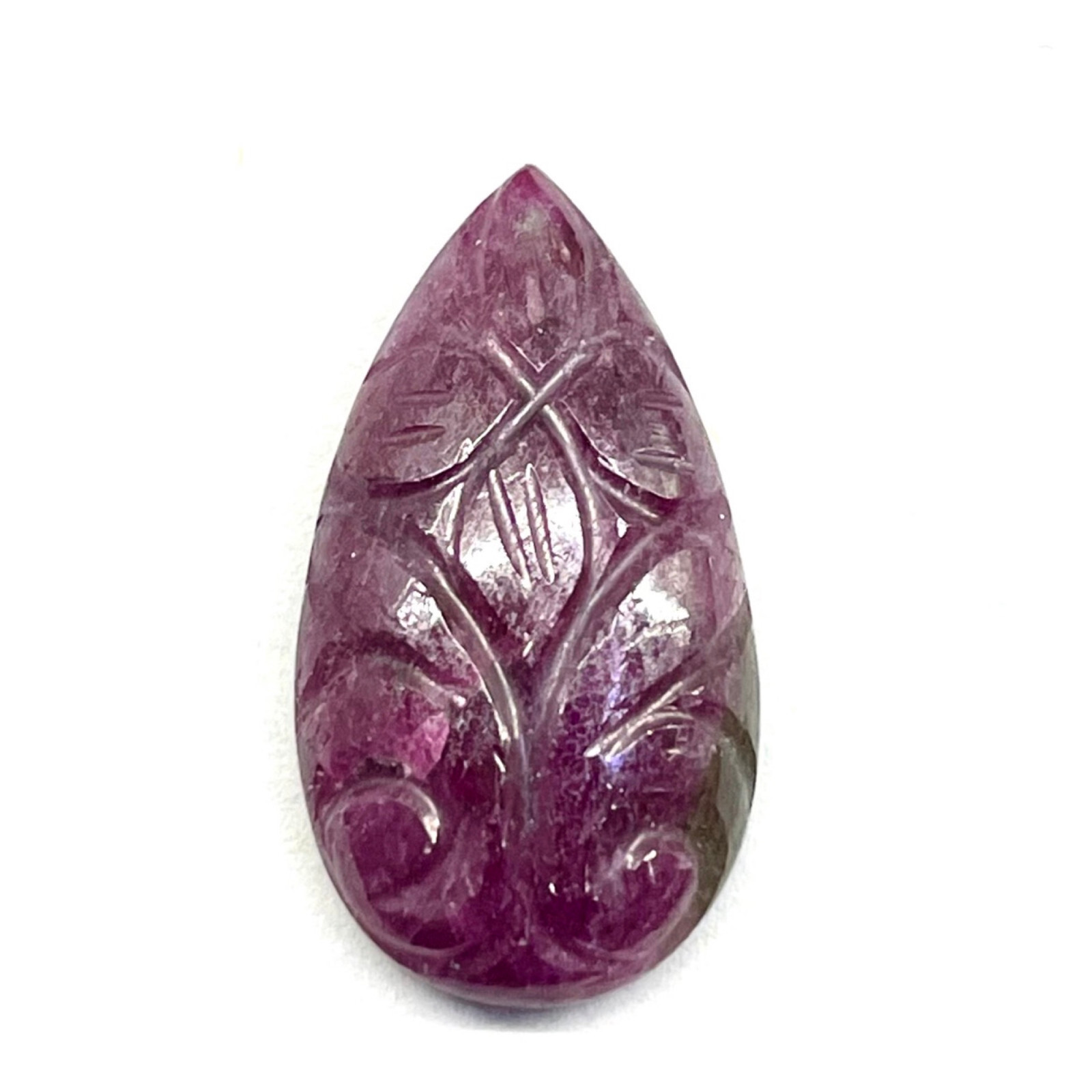 15.85 Cts Natural Ruby Unheated Pear Hand Carved Red Loose Gemstone