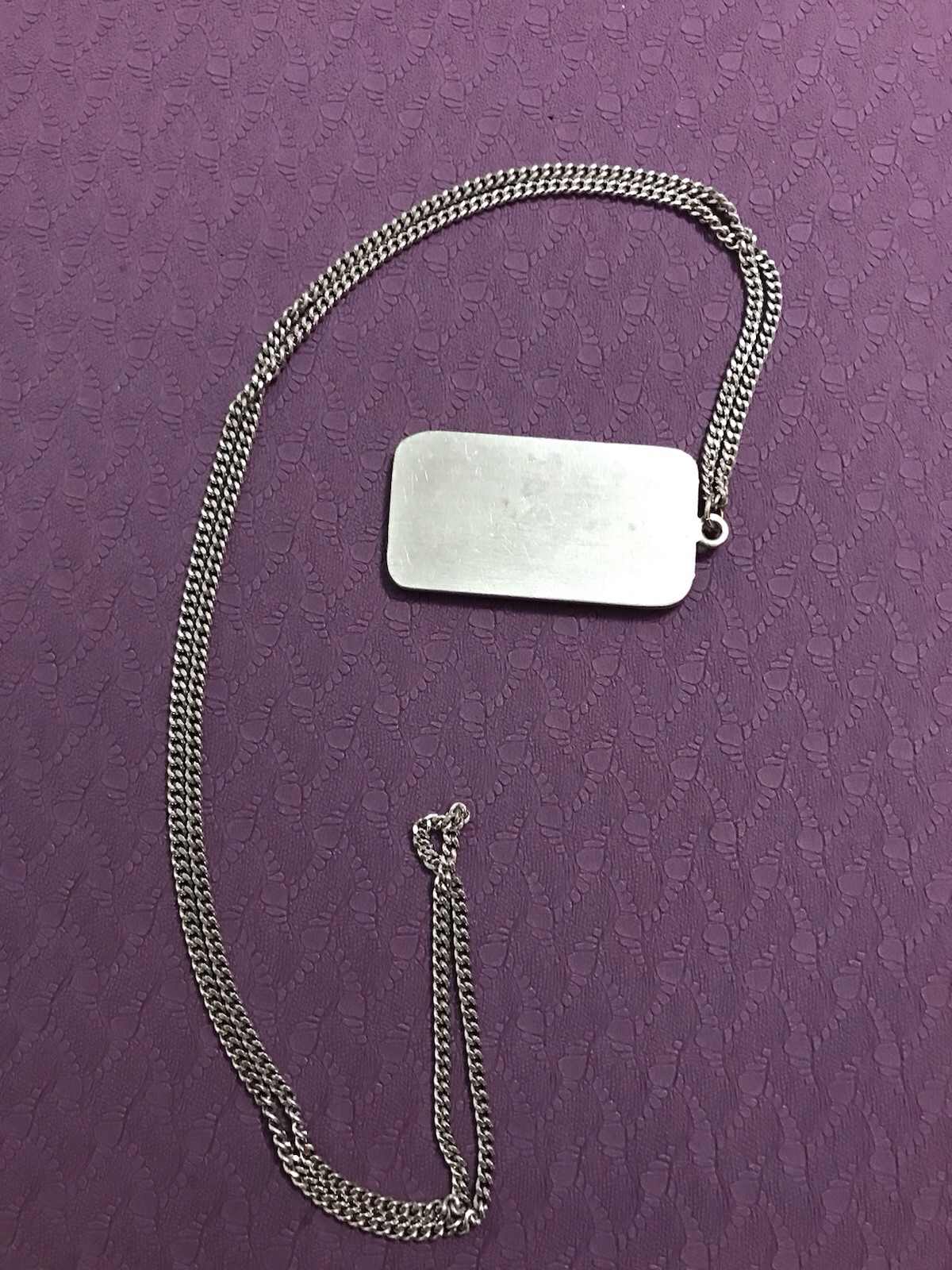 Pewter Rectangle totemic eagle head Pendant Necklace with 15” Curb Chain