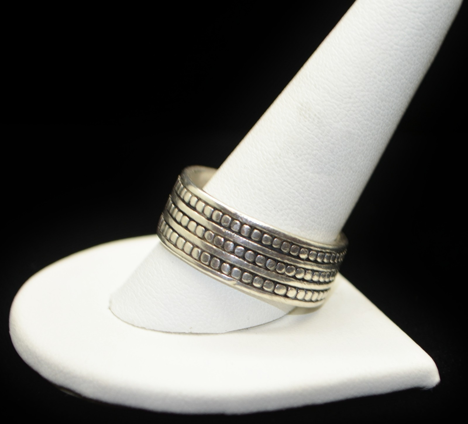 Sterling Silver Dotted Texture Band Ring SZ 13.0 #FMH505