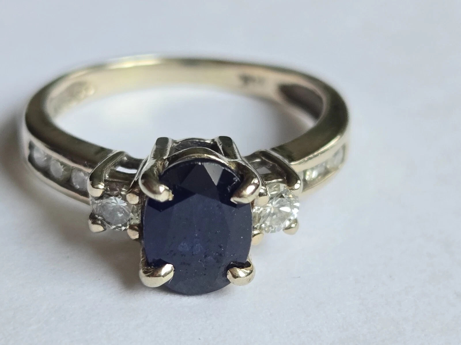 3.50 Ct Oval Cut Natural Sapphire Diamond Engagement Ring 14K Solid White Gold 5
