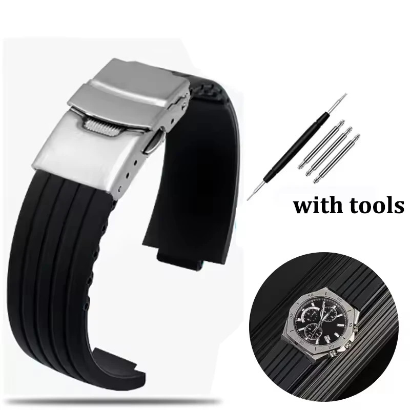 Oris Aquis 7330/7740 Striped Silicone Strap 24mm Convex Waterproof