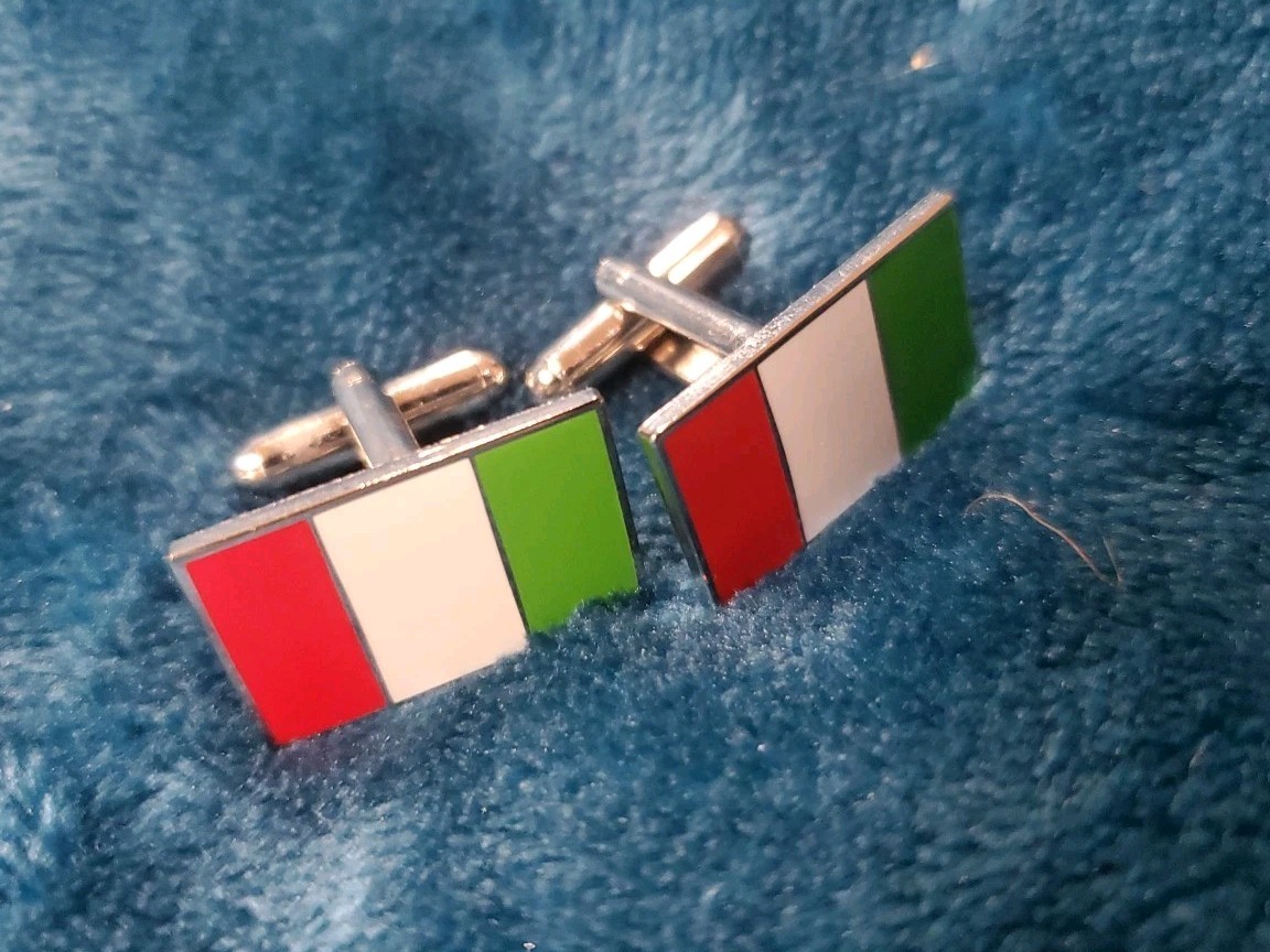 ITALY FLAG CUFFLINKS Italian Pride Patriotic Wedding Groom Fathers cuff links