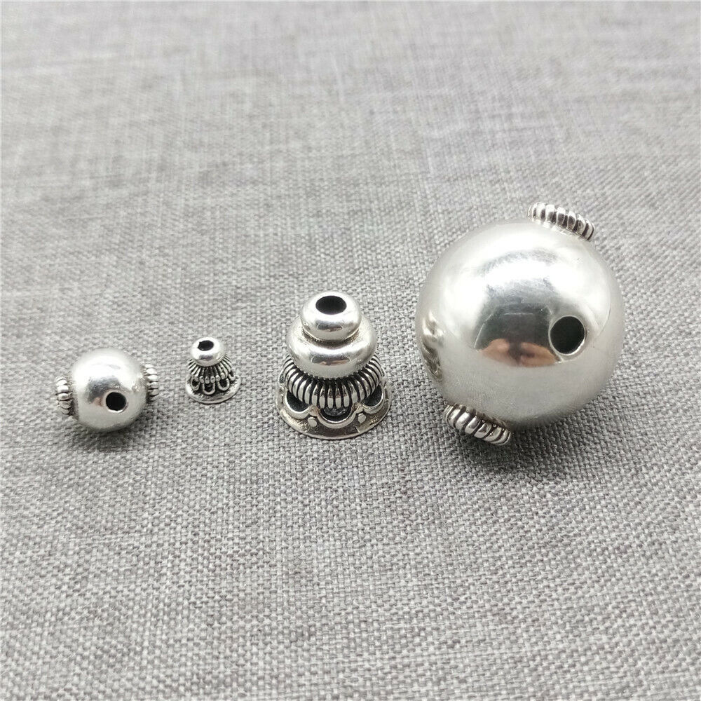 925 Sterling Silver Plain Guru Bead Prayer Mala 6mm 8mm 10mm 12mm 14mm 16mm 18mm