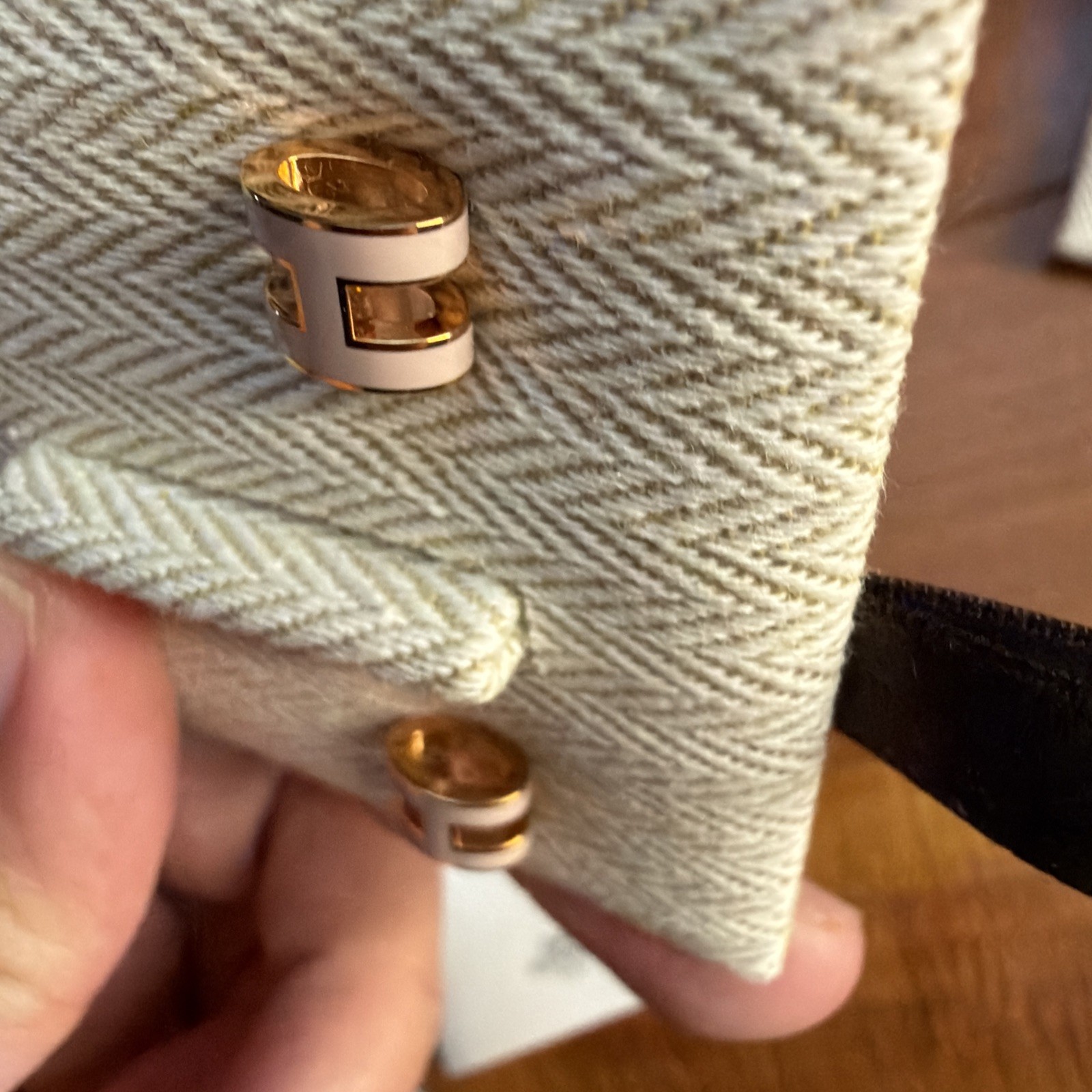 HERMES Pop H Logo Mini Earrings Pink x Gold Metal Fashion Jewelry W/Box