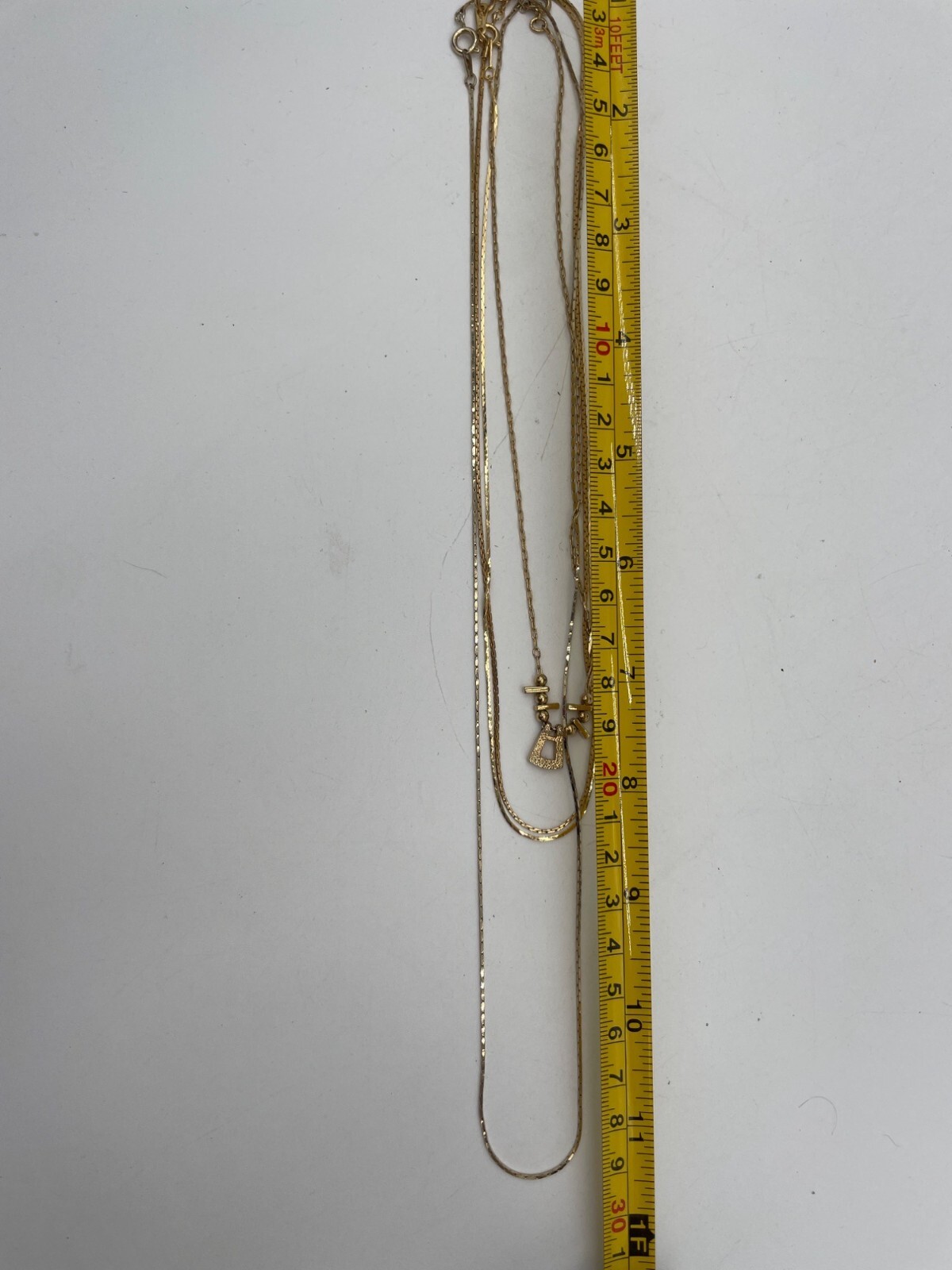 Layered Faux Gold Necklaces 4 Chains & Mini Pendant Design