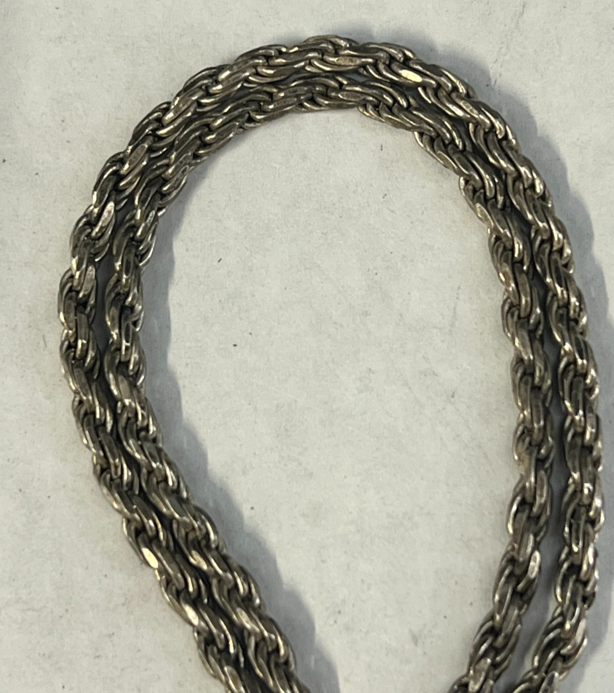 VTG Sterling Silver 925 3mm Rope Chain Necklace Italy 20″ Length 17.4 grams