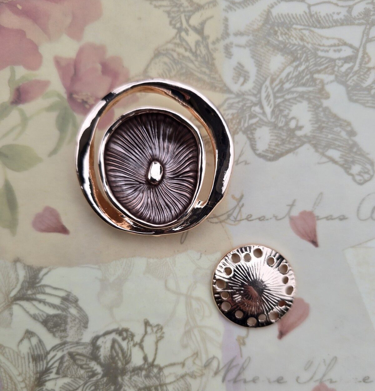 Contemporary Copper Rose Gold tone Magnetic brooch. Pin free scarf brooch