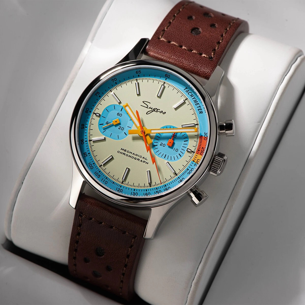 1963 Seagull Sugess Panda 40mm Light Blue V2 Racing Chronograph Sapphire ST1901