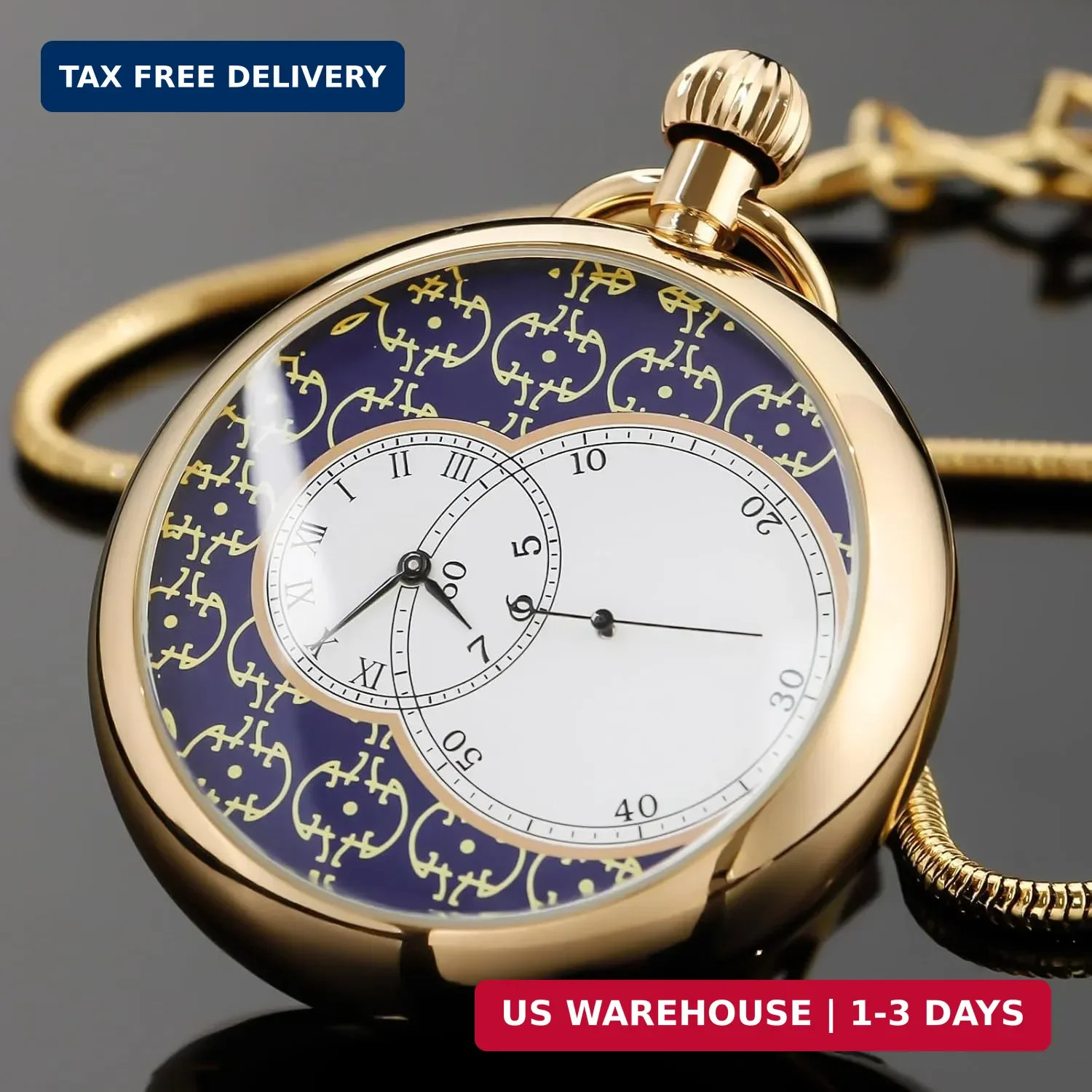 Tourbillon Day&Moon Phase Display Pocket Watch,Mens London Vintage Copper Hand-W